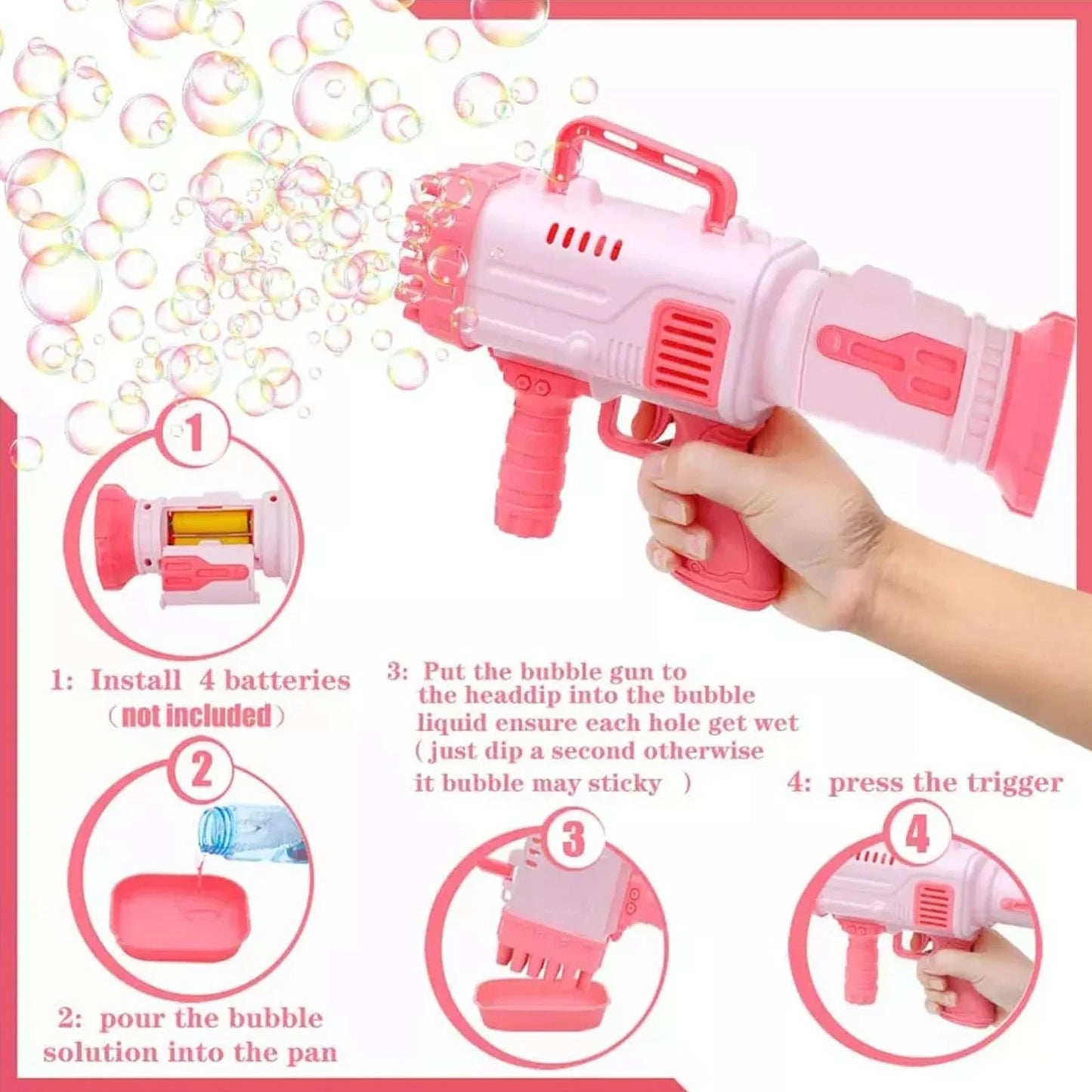 Rocket Soap Bubbles Machine Gun for Kids