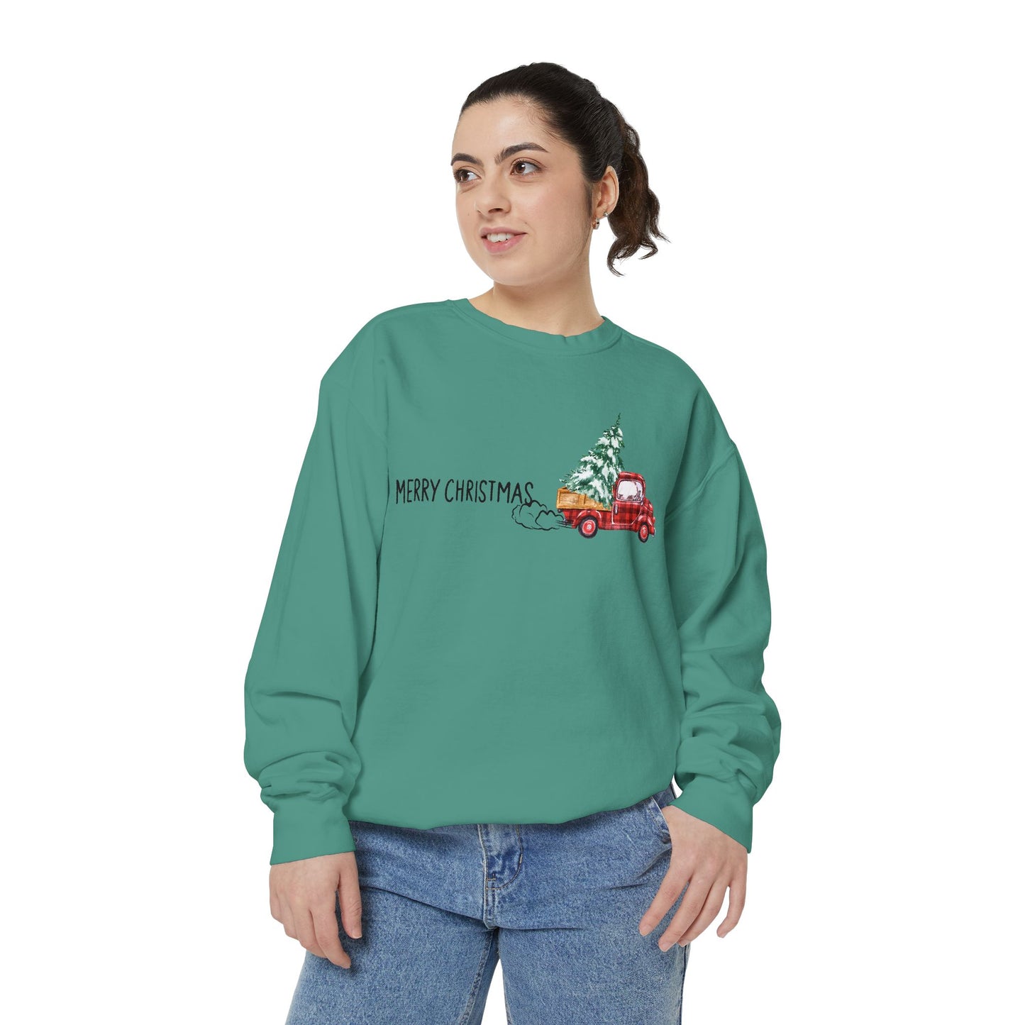 Merry Christmas Red Truck Crewneck Sweatshirt | Cozy Holiday Gift for Him/Her