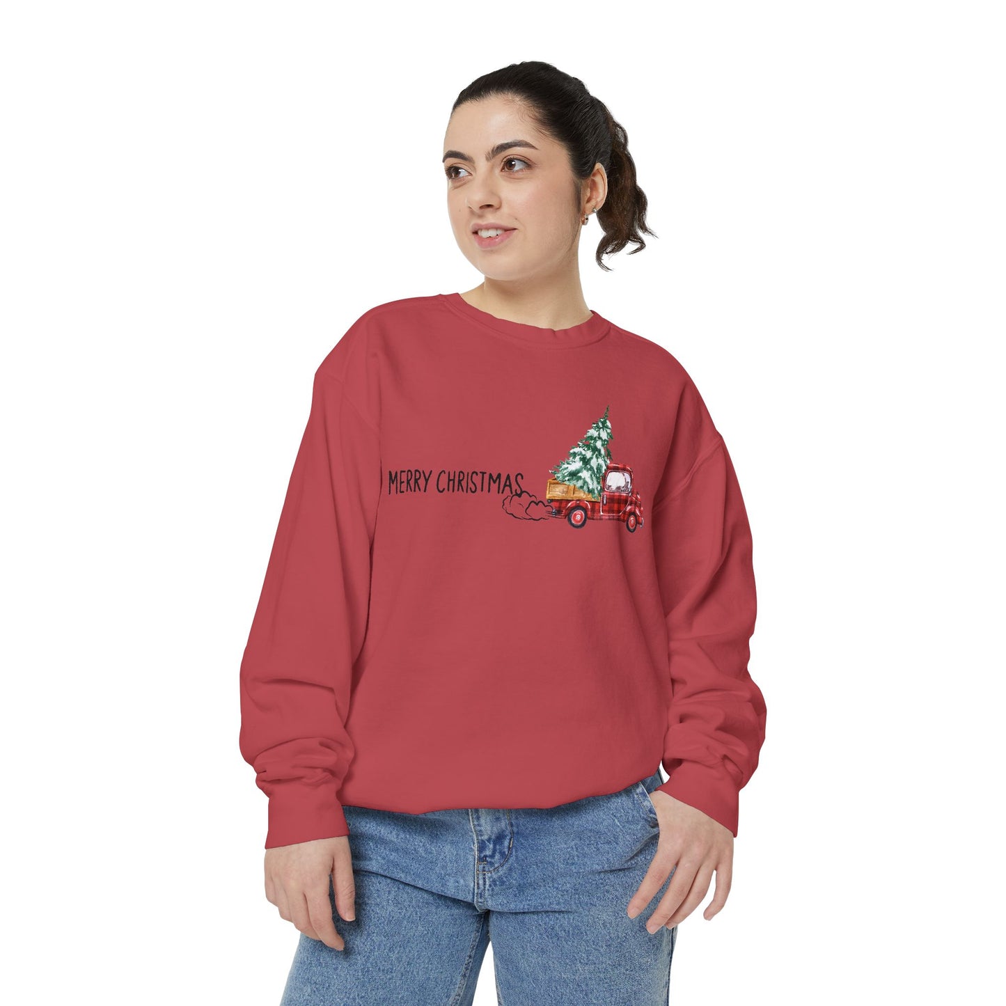 Merry Christmas Red Truck Crewneck Sweatshirt | Cozy Holiday Gift for Him/Her