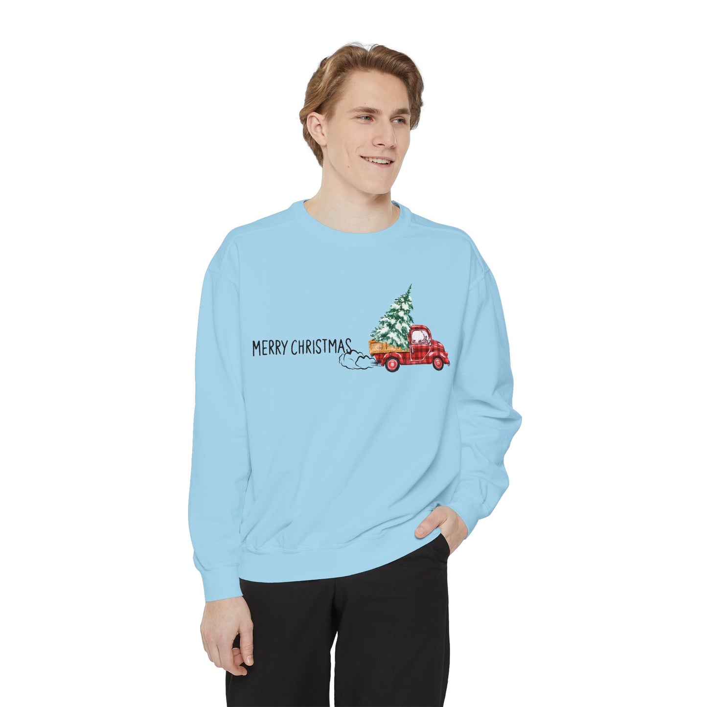 Merry Christmas Red Truck Crewneck Sweatshirt | Cozy Holiday Gift for Him/Her