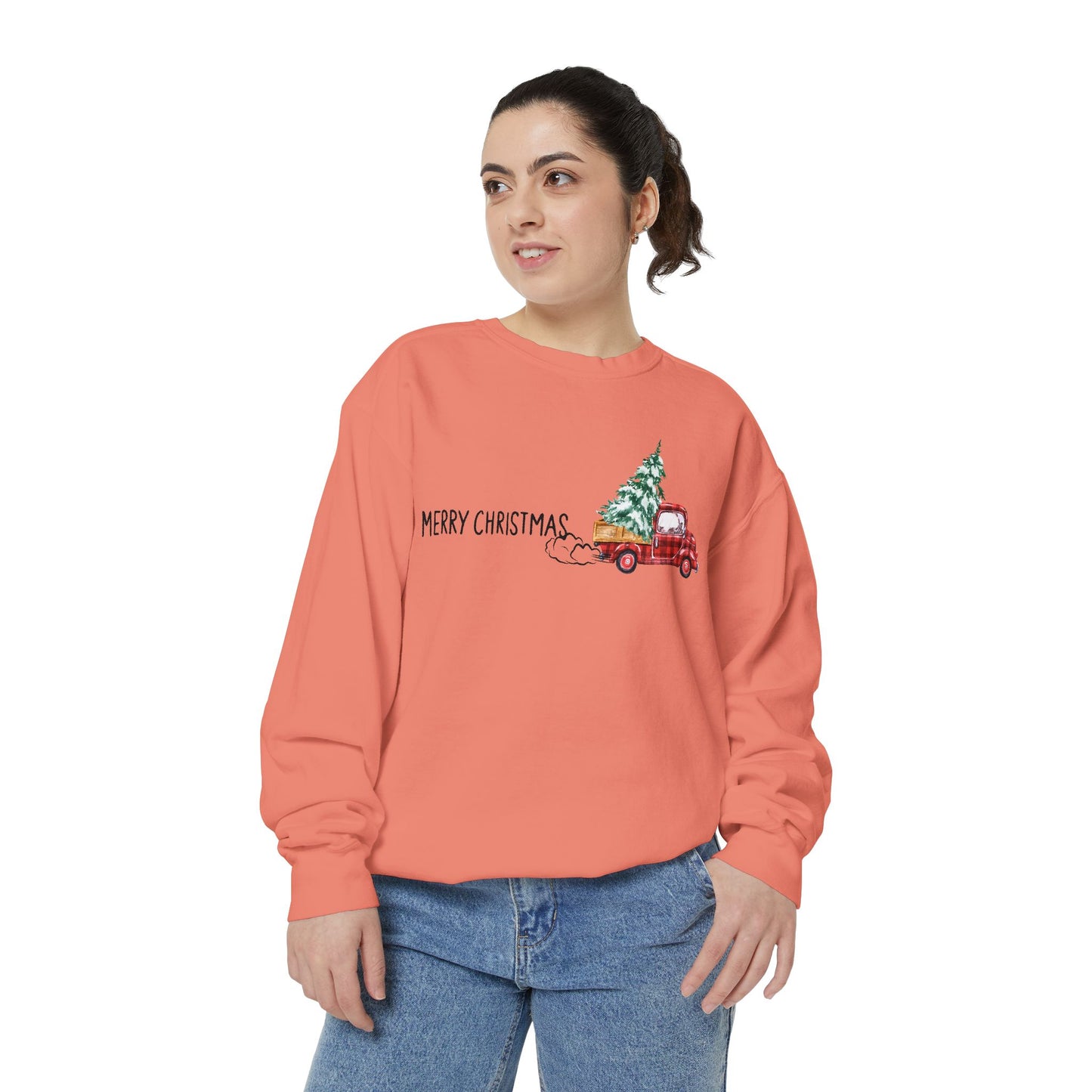 Merry Christmas Red Truck Crewneck Sweatshirt | Cozy Holiday Gift for Him/Her