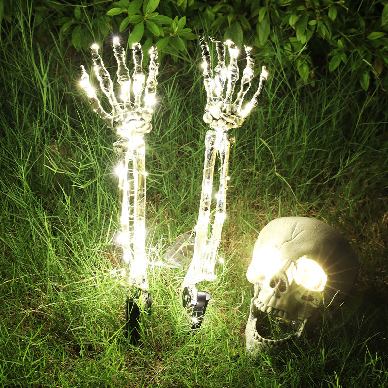 Halloween LED Light Up Skeleton Arm Hand Halloween Party Outdoor Home Garden Yard Lawn Decoration Haunted House Horror Props Halloween Decorative