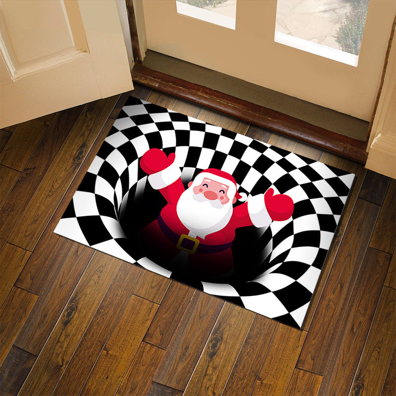 3D Plaid Floor Mat Halloween Clown Door Mat Sewer