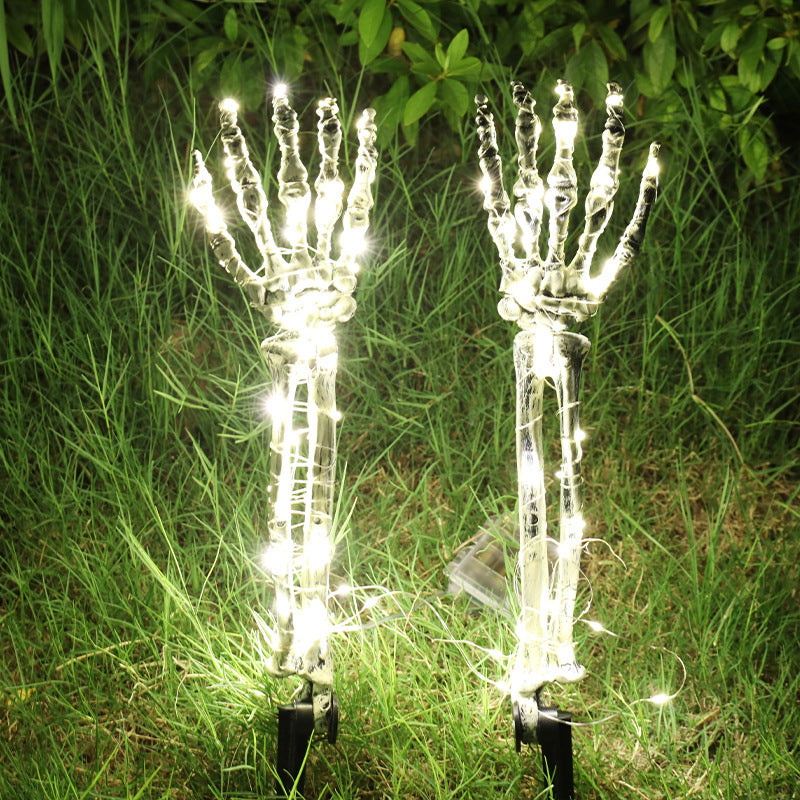 Halloween LED Light Up Skeleton Arm Hand Halloween Party Outdoor Home Garden Yard Lawn Decoration Haunted House Horror Props Halloween Decorative