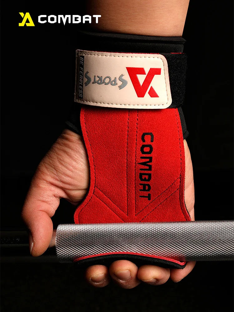 1Pair Cowhide Gym Gloves Weight Lifting Pads