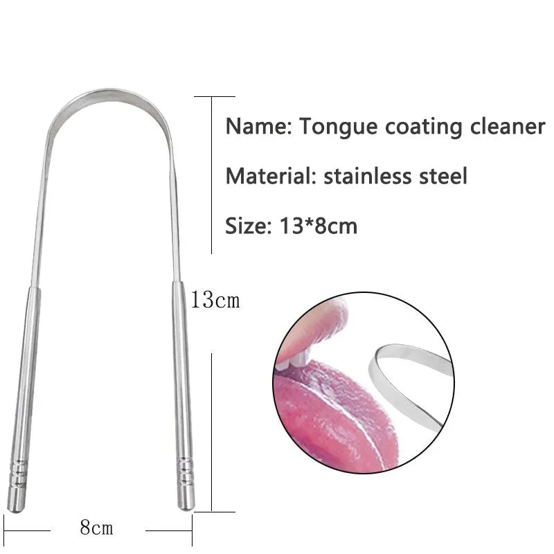 3 Colors Stainless Steel Tongue Scraper U-shaped Metal Fresh Breath Cleaning Coated Tongue Toothbrush Oral Hygiene Care Tools