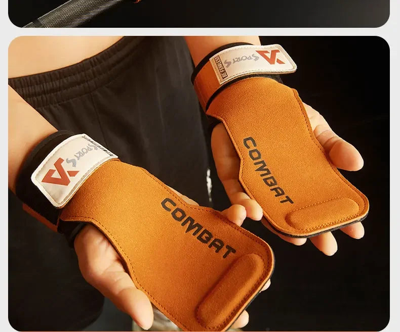 1Pair Cowhide Gym Gloves Weight Lifting Pads