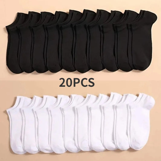10 Pairs Women/Men Boat Socks Invisible Low Cut Silicone Non-slip Summer No-show Ankle Socks Solid Color Casual Breathable