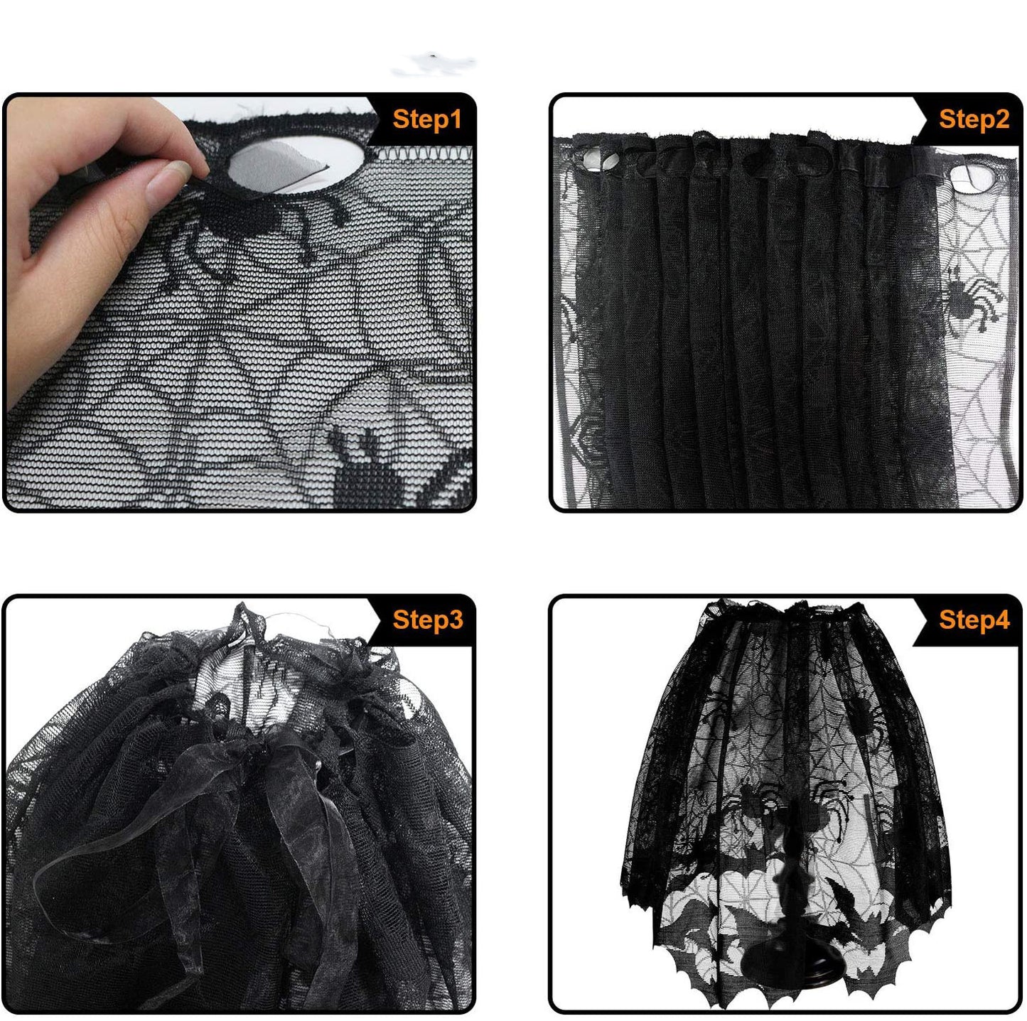Halloween Lampshade Black Lace Spider Mesh