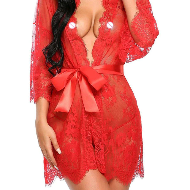 Women Sexy Erotic Sling Lingerie Nightwear Robe