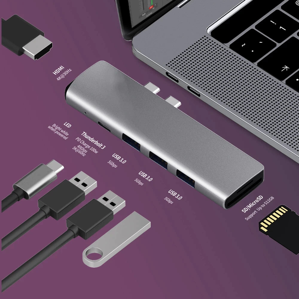 USB HDMI Hub Adapter  "6 IN 1 USBC HDMI Multiport Adapter"
